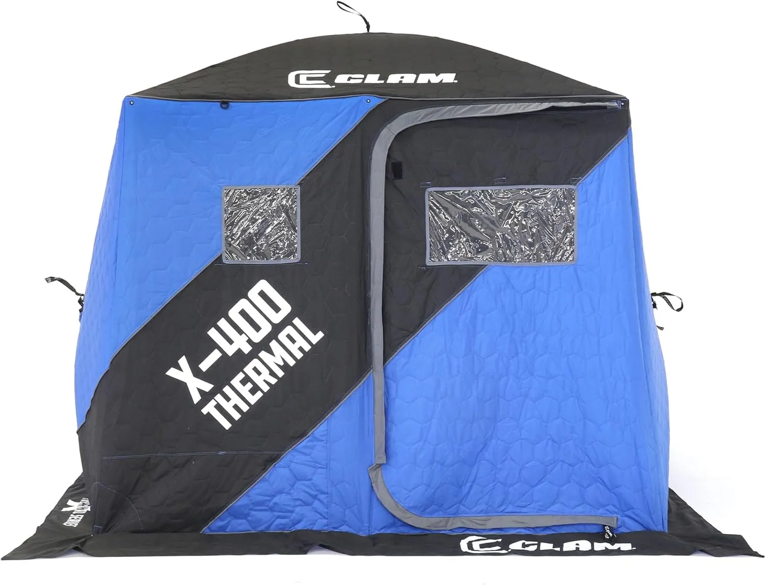 CLAM Portable Fishing Angler Thermal Hub Shelter Tent with Anchor Straps, Carrying Bag