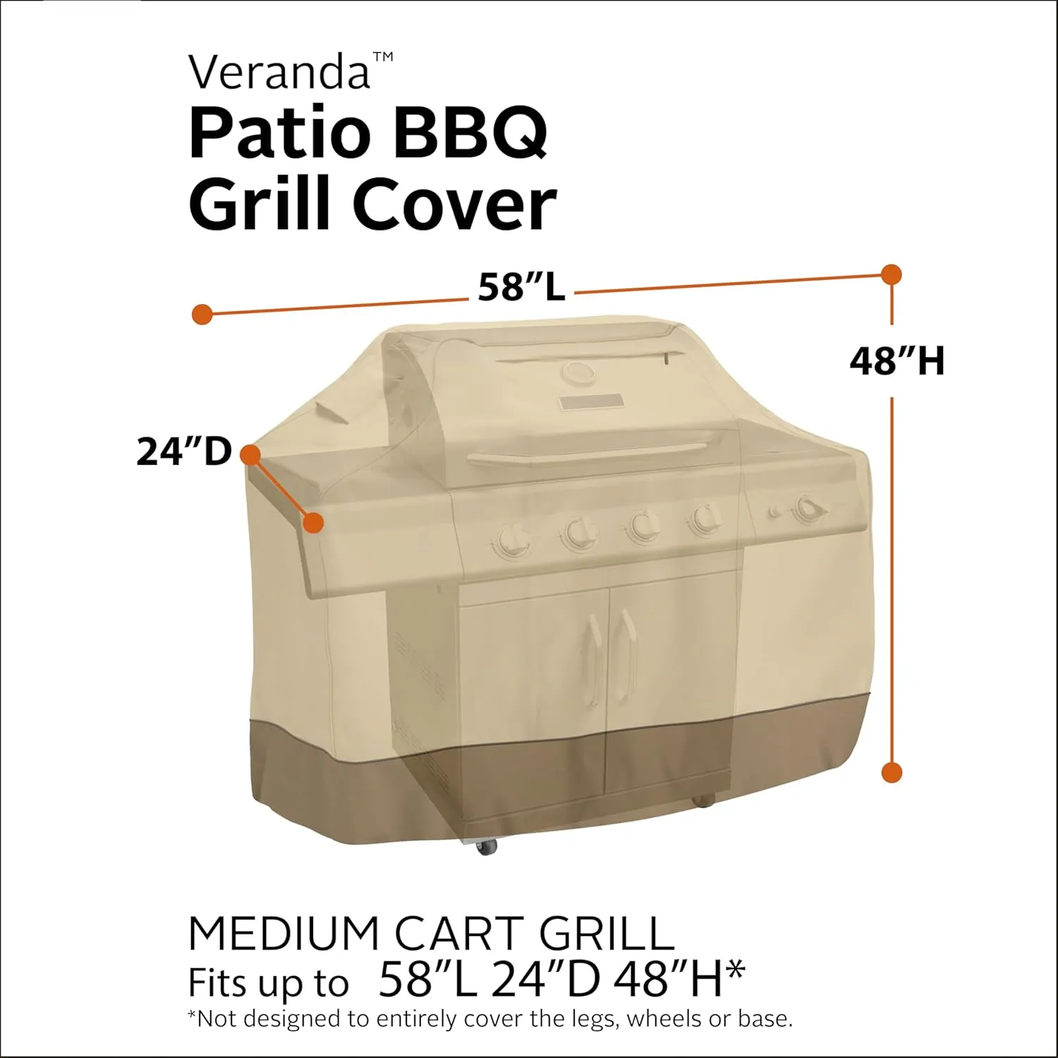 Classic Accessories Veranda Water-Resistant 58" BBQ Grill Cover