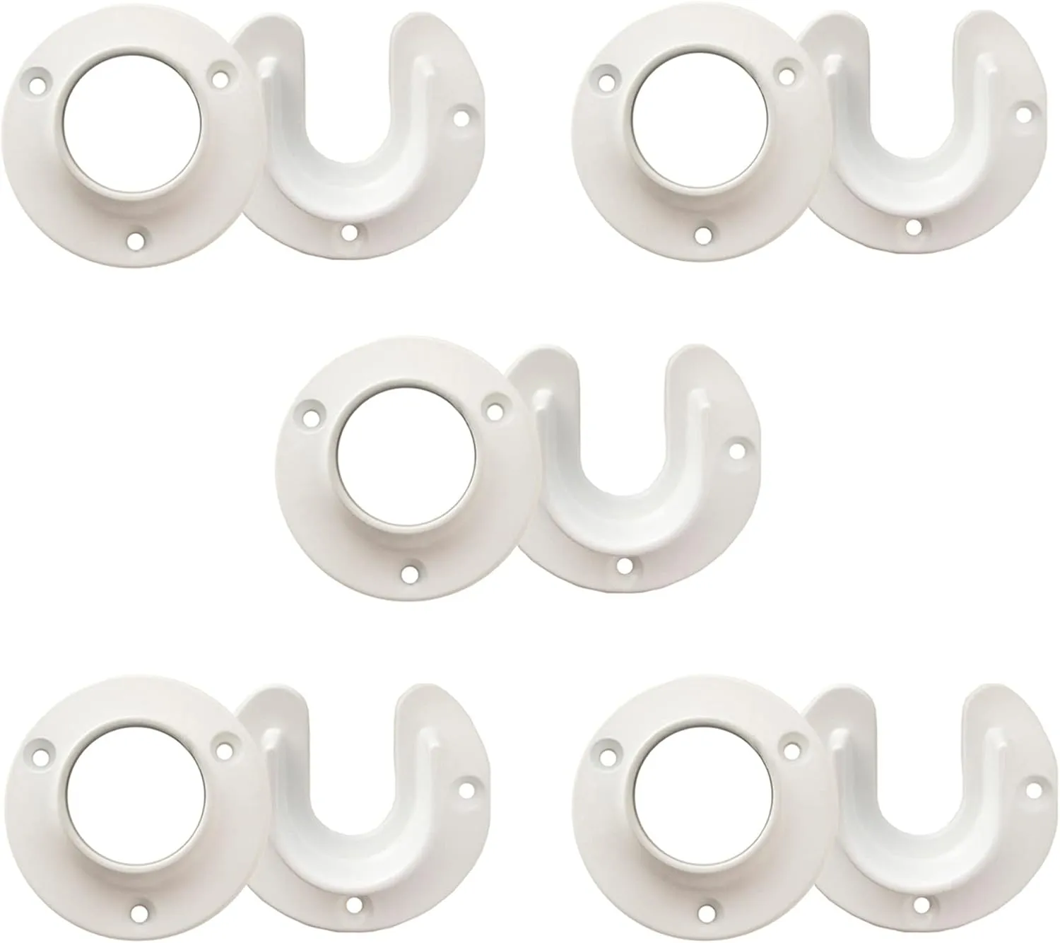 Closet Pole Socket, Pack of 5, Fits Standard Closet Rods, Durable, White – Design House, 182717