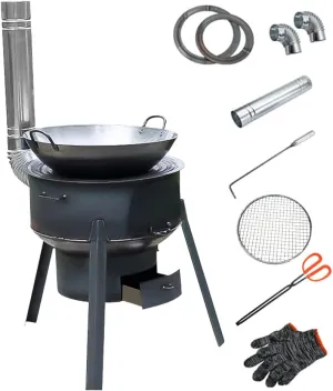 Coal Wood Stove, 1 Set Of Multifunctional Portable Removable Iron Firewood Cooking Stove, Mobile Camping Stove for Outdoor Camping, Tent Heating, Fishing, Cooking (35 cm   2 oven rings)