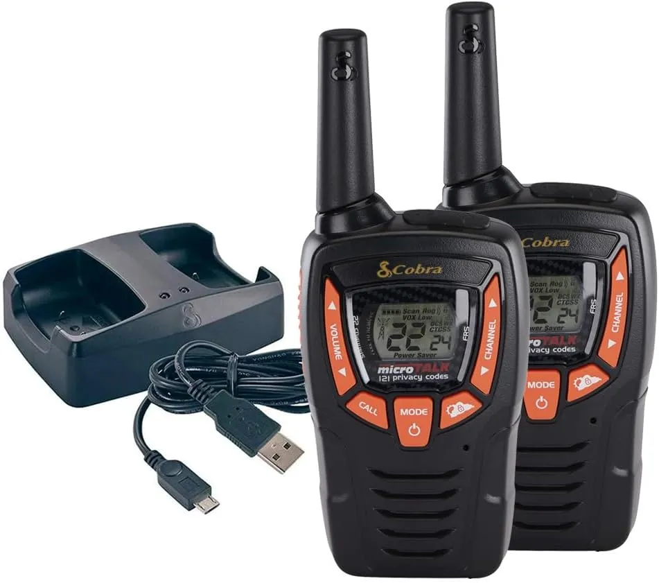 Cobra ACXT390 Walkie Talkies - Rechargeable, Lightweight, 22 Channels, 23-Mile Range Two-Way Radios with VOX (2-Pack)