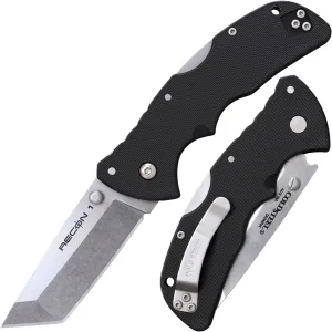 Cold Steel Mini Recon 1 3" AUS10A Razor-Sharp Blade 4" GFN Handle Tactical Folding Knife w/Tri-Ad Lock, Ambidextrous Pocket/Belt Clip