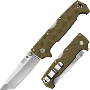 Cold Steel SR1 S35VN Steel 4" Blade G-10 Handle Tactical Self-Defense Folding Knife with Tri-Ad Locking Mechanism and Pocket/Belt Clip
