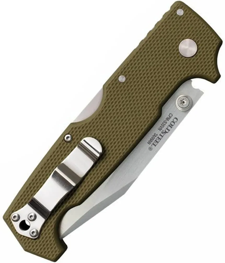 Cold Steel SR1 S35VN Steel 4" Blade G-10 Handle Tactical Self-Defense Folding Knife with Tri-Ad Locking Mechanism and Pocket/Belt Clip
