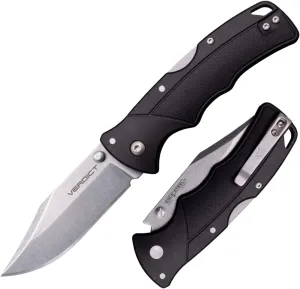 Cold Steel Verdict 3" 4116SS Clip Point Blade 4.25" GFN Black Handle Everyday Carry Tactical Folding Knife, Blister Pack