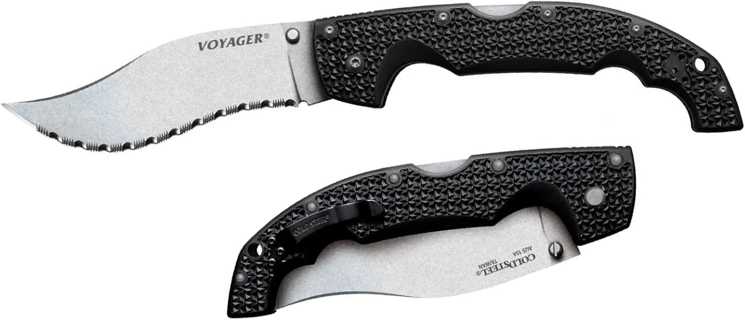 Cold Steel Voyager XL Vaquero 5.5" AUS10A Kukri Razor-Sharp Blade 6.75" Griv-Ex Handle Everyday Carry Tactical Folding Knife w/Tri-Ad Lock