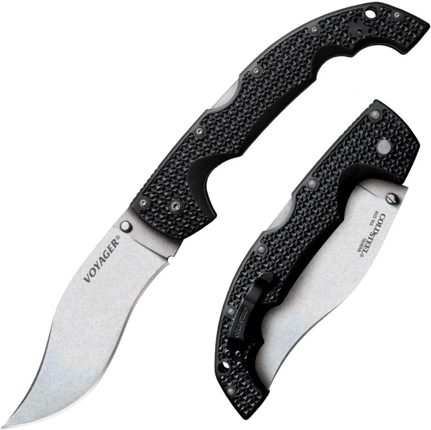 Cold Steel Voyager XL Vaquero 5.5" AUS10A Kukri Razor-Sharp Blade 6.75" Griv-Ex Handle Everyday Carry Tactical Folding Knife w/Tri-Ad Lock