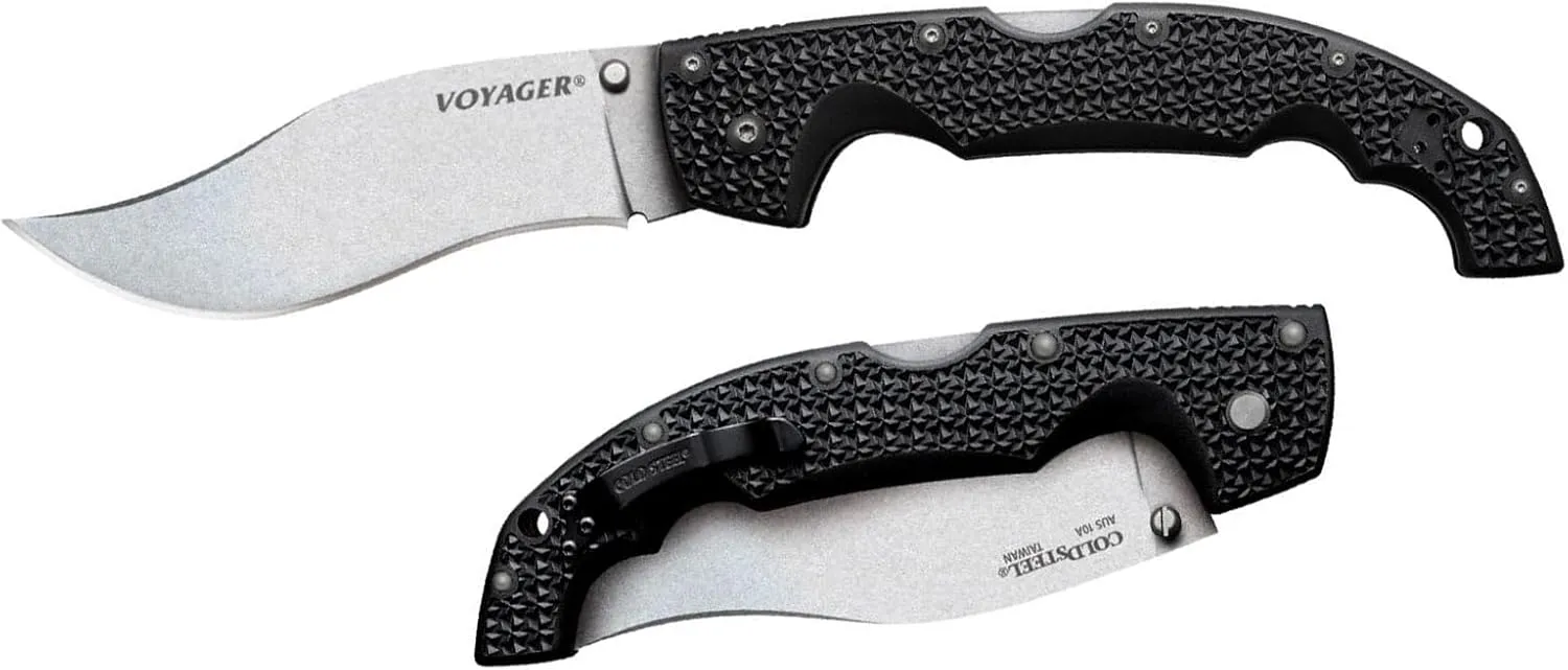 Cold Steel Voyager XL Vaquero 5.5" AUS10A Kukri Razor-Sharp Blade 6.75" Griv-Ex Handle Everyday Carry Tactical Folding Knife w/Tri-Ad Lock