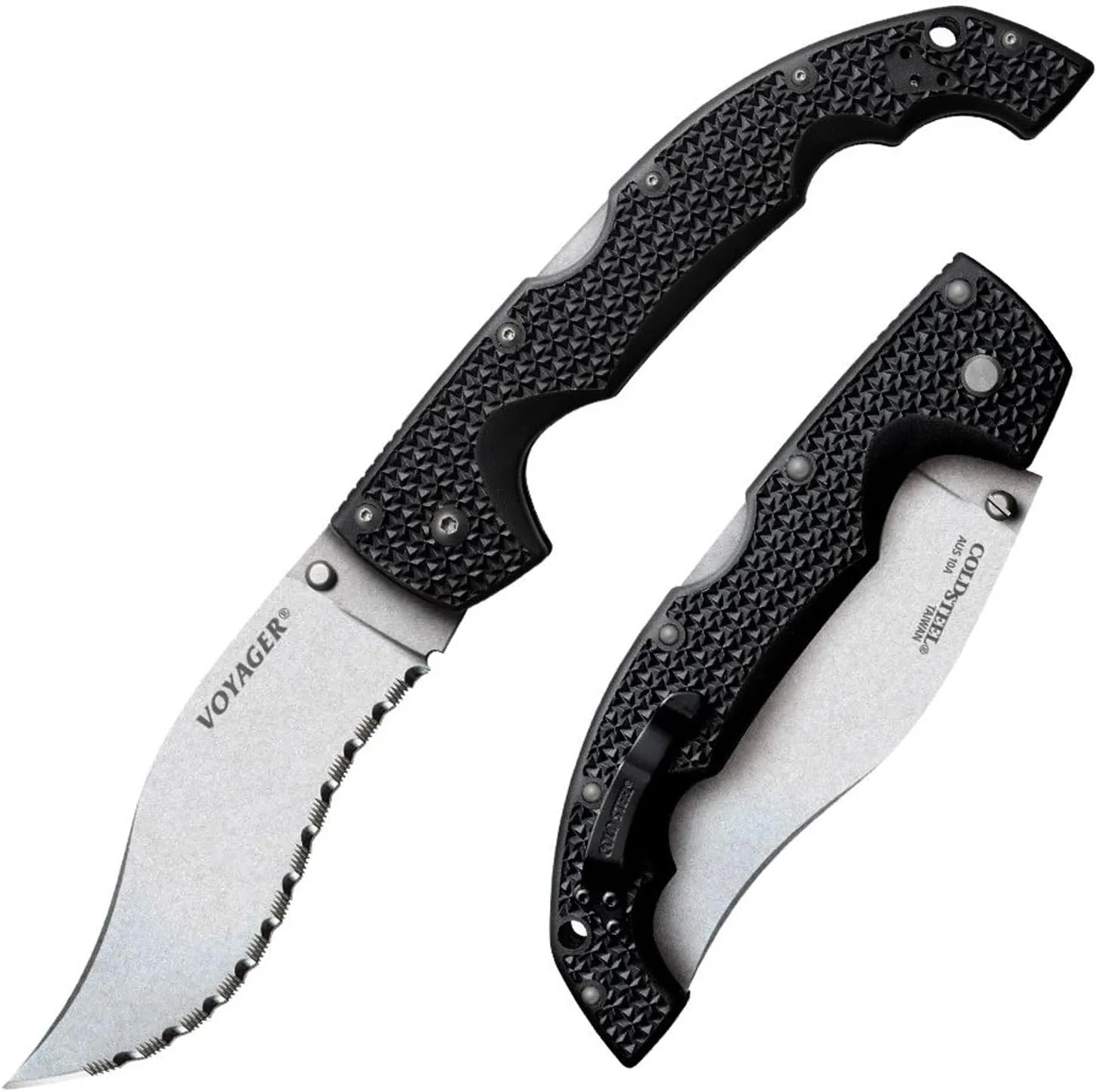 Cold Steel Voyager XL Vaquero 5.5" AUS10A Kukri Razor-Sharp Blade 6.75" Griv-Ex Handle Everyday Carry Tactical Folding Knife w/Tri-Ad Lock