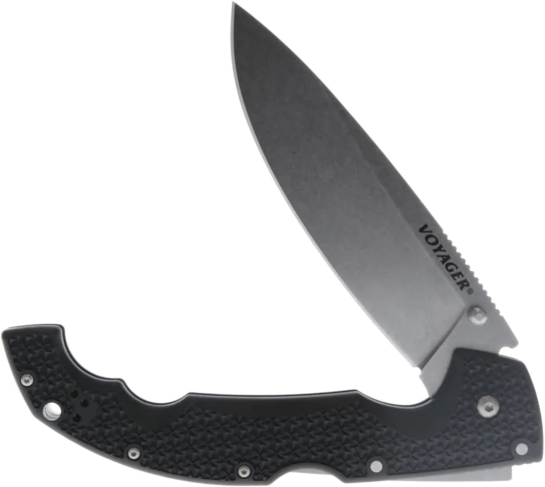 Cold Steel XL Voyager 5.5" AUS10A Drop Point Razor-Sharp Blade 6.75" Griv-Ex Handle Everyday Carry Tactical Folding Knife w/Tri-Ad Lock