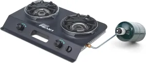 Coleman PEAK1 Portable 2-Burner Camping Stove, Matchless Lighting, Premium Cast Iron Grates, 20,000 BTUs Power, ideal for Camping, Tailgating, and Grilling