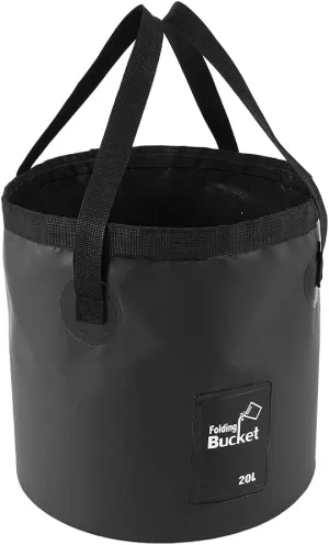 Collapsible Bucket, 5 Gallon Water Storage Container, Collapsible Bucket for Fishing, Camping, Travel, Hiking (Black)