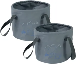 Collapsible Bucket with Handle, 2 Pack Portable Folding Bucket, Portable Fishing Water Pail, Outdoor Basin Pail for Garden, Camping, Hiking, Car Washing (Color : GreenA-10L)