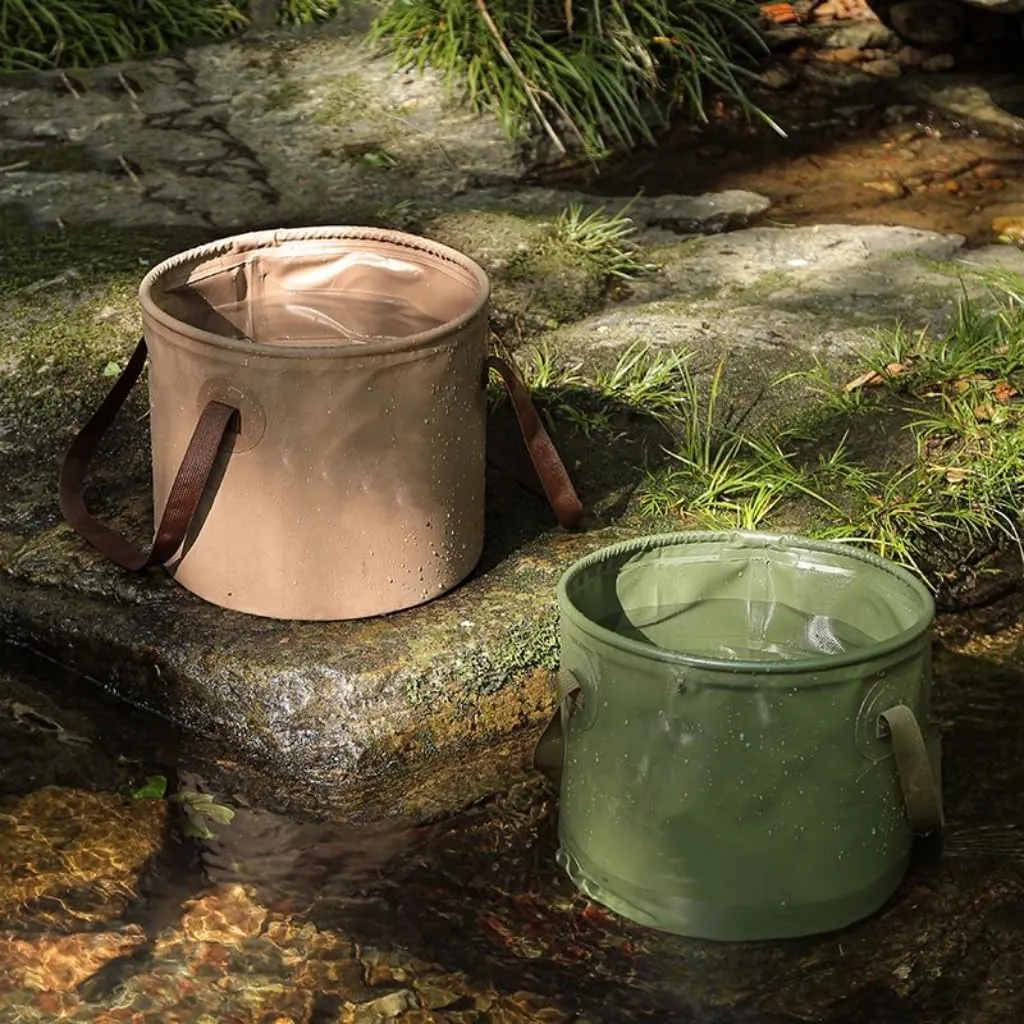 Collapsible Bucket with Handle, 2.6 Gallon(10L)/5 Gallon(20L),Portable Outdoor Basin Bucket, Water Container，Folding Bucket for Camping, Fishing, Hiking, Car Washing，House Cleaning (army green, 20L)
