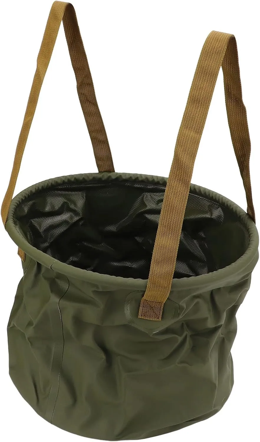 Collapsible Bucket with Handle, Portable Camping Outdoor Bucket, Foldable Water Container for Camping Hiking Traveling Fishing (15L Army Green)