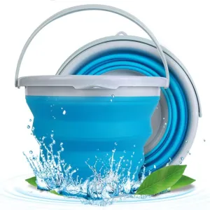 Collapsible Bucket with Handle, Portable Plastic Bucket for Cleaning, Portable Fishing Water Pail, Pop Up Bucket for Camping, Beach, Gardening, House Cleaning (Color : /Blue, Size : 10L Round)