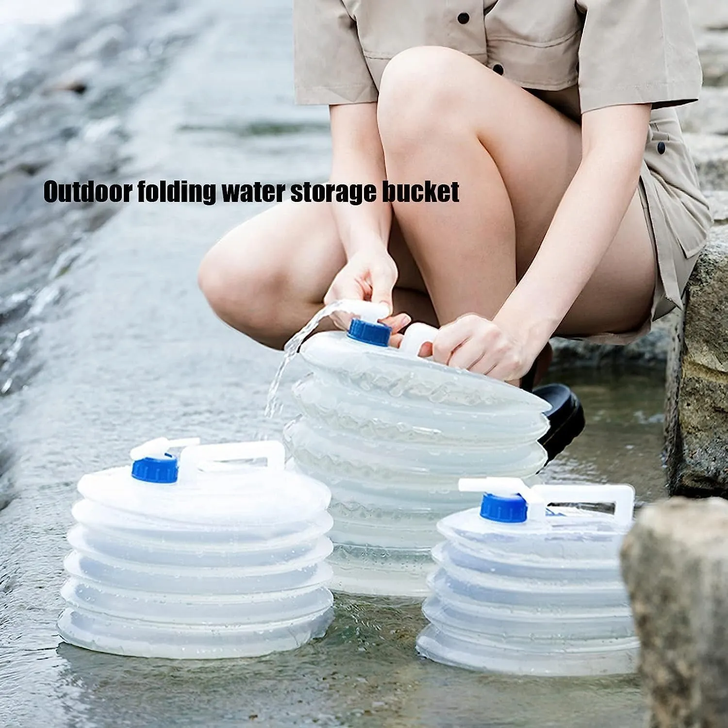 Collapsible BucketFolding Water Storage Bucket,Portable Container for Camping, Hiking, Fishing, Climbing, Picnic, BBQ - Durable, Leak-proof & Easy to Carry(10L), Blue
