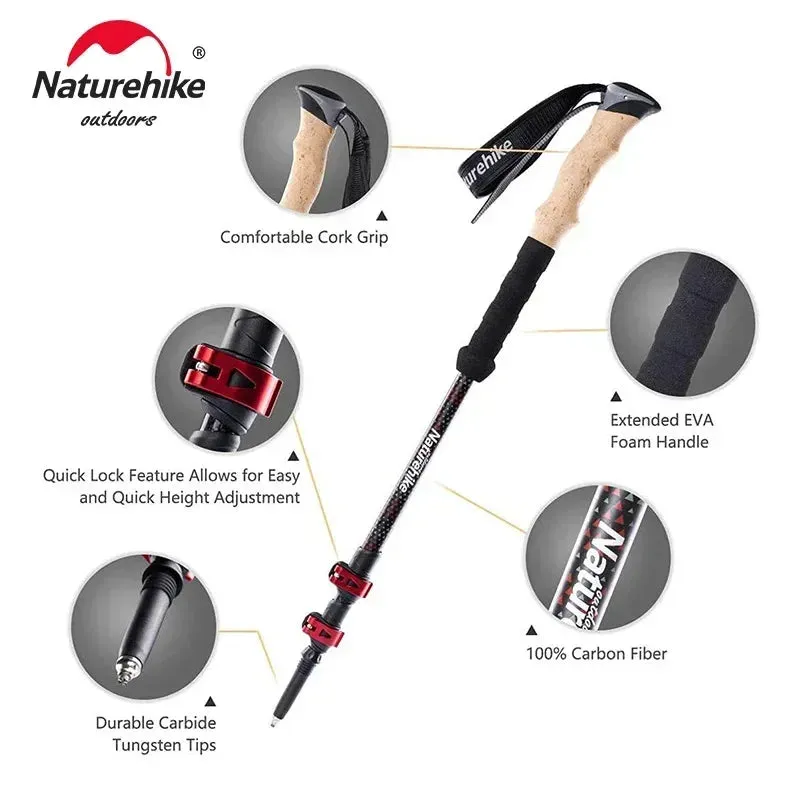 Collapsible Carbon Fiber Trekking Poles for Hiking & Travel
