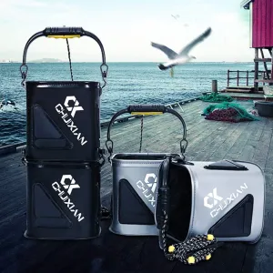 Collapsible Fishing Bucket Portable 8L EVA Water Container Multi-Functional Fish Live Lures Bait Bucket with Rope for Traveling Hiking Fishing Boating