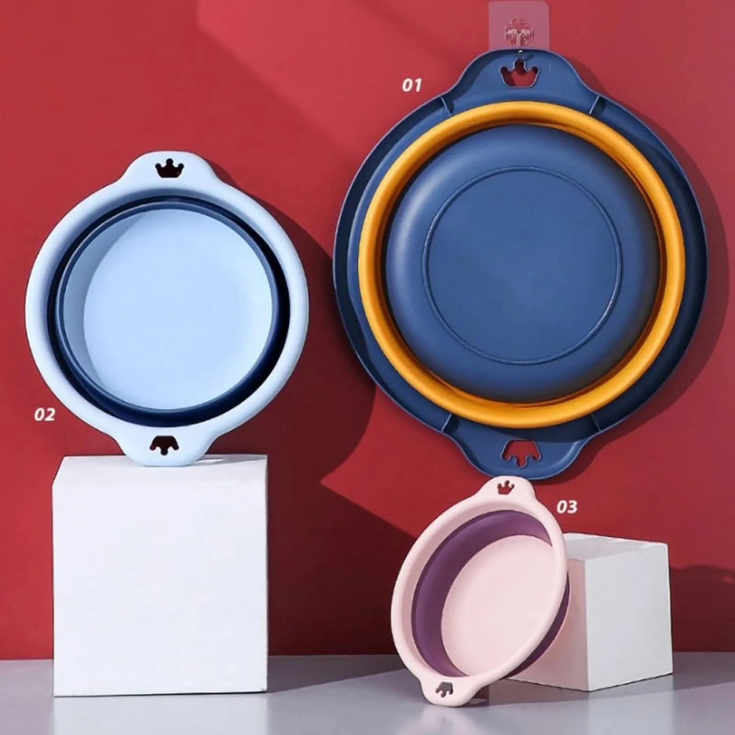 Collapsible wash Basin Folding Wash Basin Foldable Wash Basin Portable Plastic Safe and Durable Laundry Tub Home Bathroom Kitchen Supplies 1Pcs(Blue)