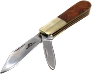 Collection Everyday Carry Manual Folding Pocket Trapper Knife w/Smooth Resin Handle (Wood)