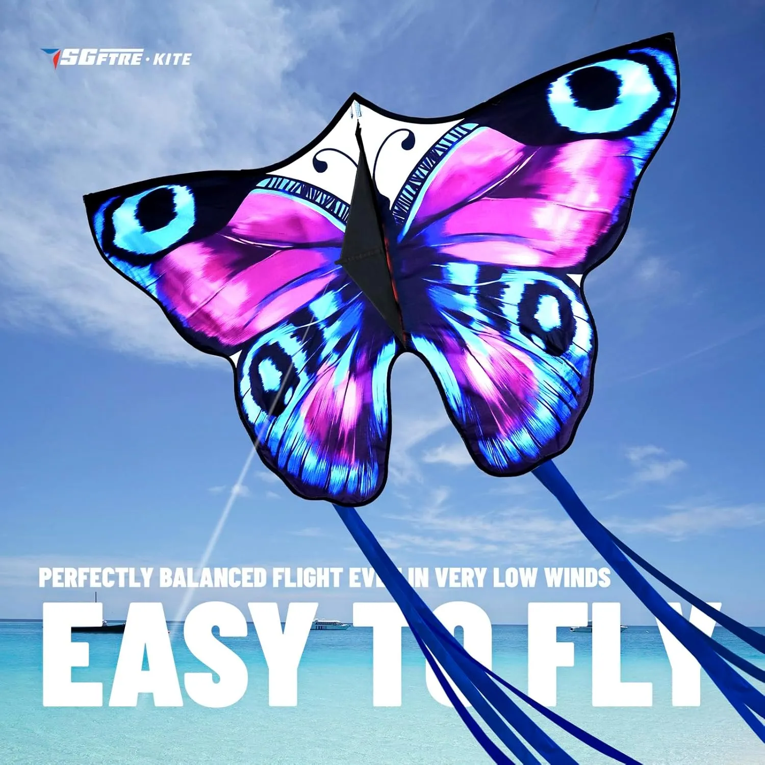 Colorful Butterfly Kite,Easy to Fly Large Outdoor Kite for Kids & Adults, Beach & Park Toys with Durable Nylon, Family Fun Activities