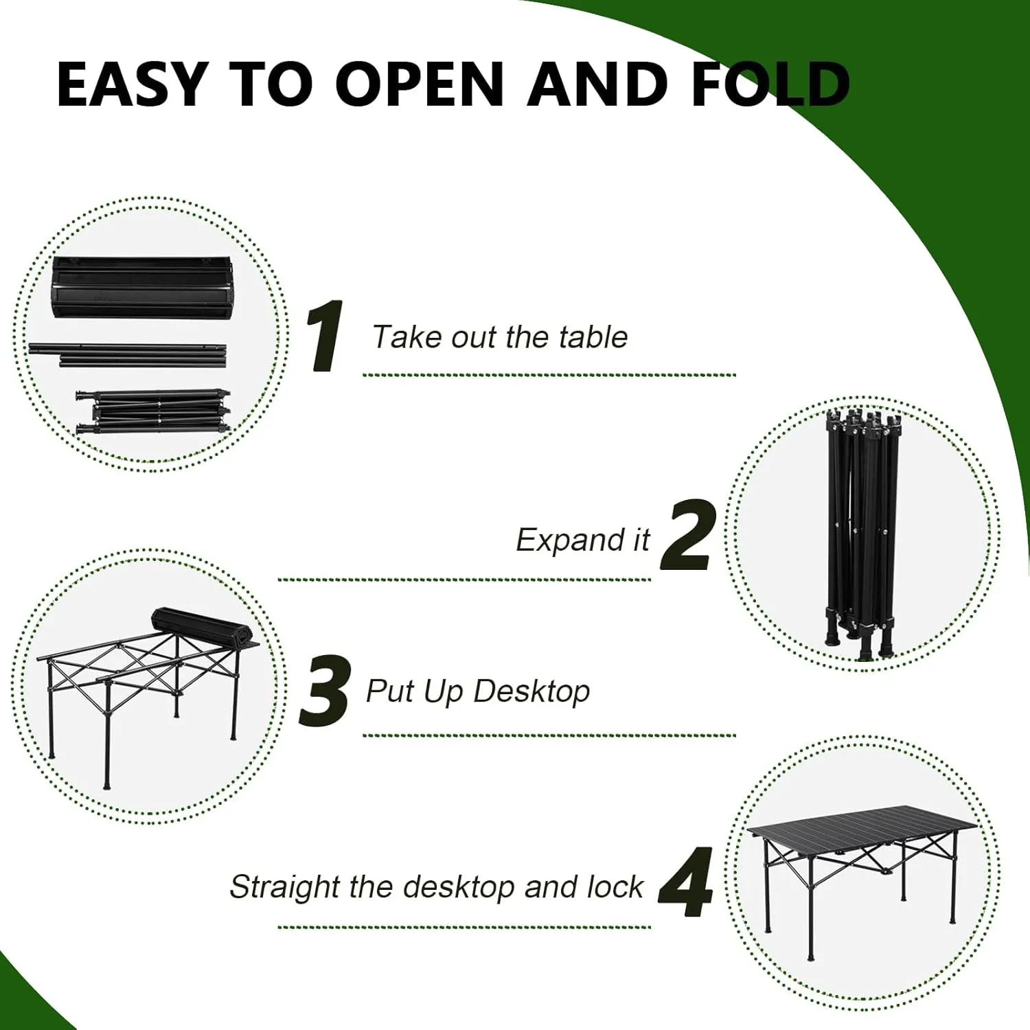 Compact Camping Table, Lightweight Aluminum Folding Table with Carry Bag, Ideal for Picnic, Travel, BBQ, and Outdoor Cooking Black 50×53×50cm/19.7×20.9×19.7in