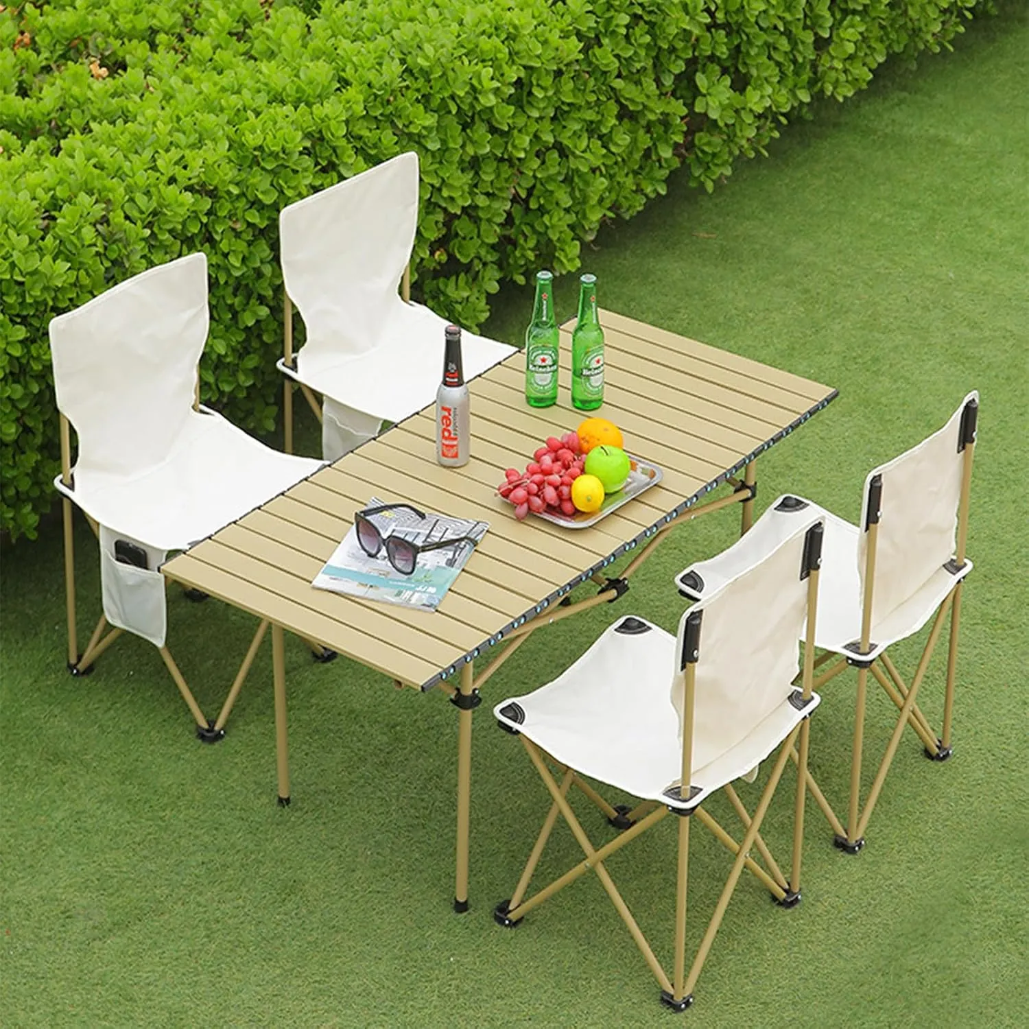 Compact Camping Table, Lightweight Aluminum Folding Table with Carry Bag, Ideal for Picnic, Travel, BBQ, and Outdoor Cooking Black 50×53×50cm/19.7×20.9×19.7in