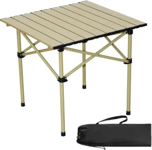 Compact Folding Camping Table with Carry Bag, Small Folding Table for Outdoor Cooking, Picnic, Camp, Boat, Travel (19.7 inch Beige)