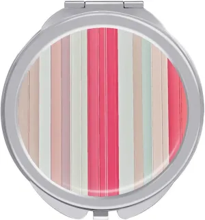 Compact Mirror Mauve Stripe Print Metal Pocket Travel Makeup Mirror Small Folding Portable Handheld Makeup Mirrors for Women