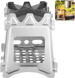 Compact Stainless Steel Wood Burning Stove for Camping, Hiking, and Outdoor Adventures, Easy to Assemble & Carry