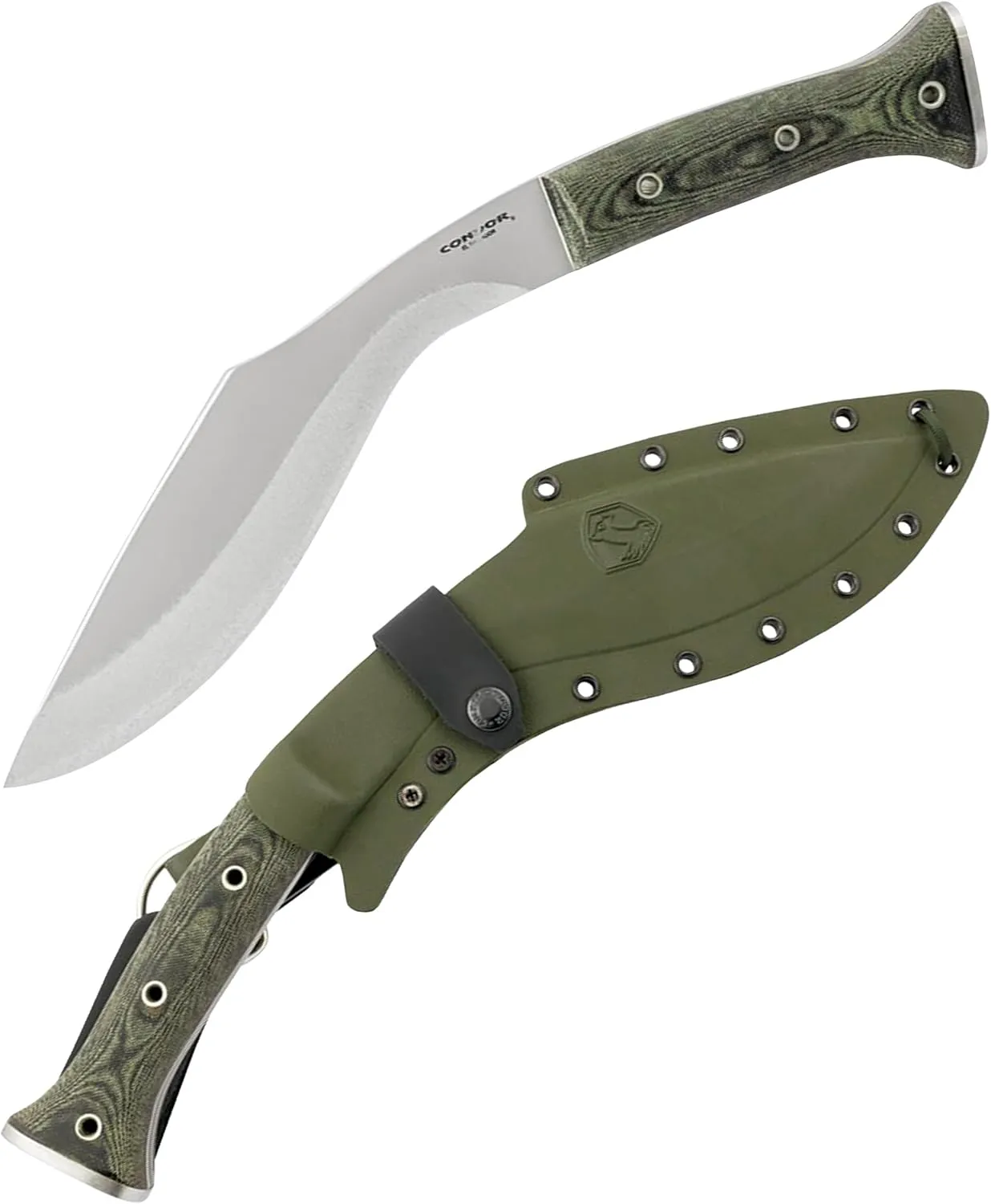 Condor Tool & Knife K-tact Kukri Knife - 1075 High Carbon Steel - Gardening Machete - Micarta Handle - Kydex with Leather Belt Loop Sheath - 6mm Thick - 10in Blade - 32.4oz