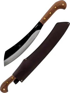 Condor Tool & Knife Mini Duku Machete Knife with 10.5in Blade - Heavy Duty Camping Machete with Sheath - Hand-Crafted Leather Sheath & Walnut Handle - High Carbon or Stainless Steel - 18.5oz