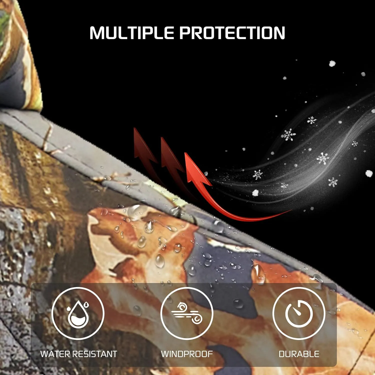CONQUECO Men's Soft Shell Heated Jacket Waterproof Camo Hunting Hoodie Jacket with Battery Pack