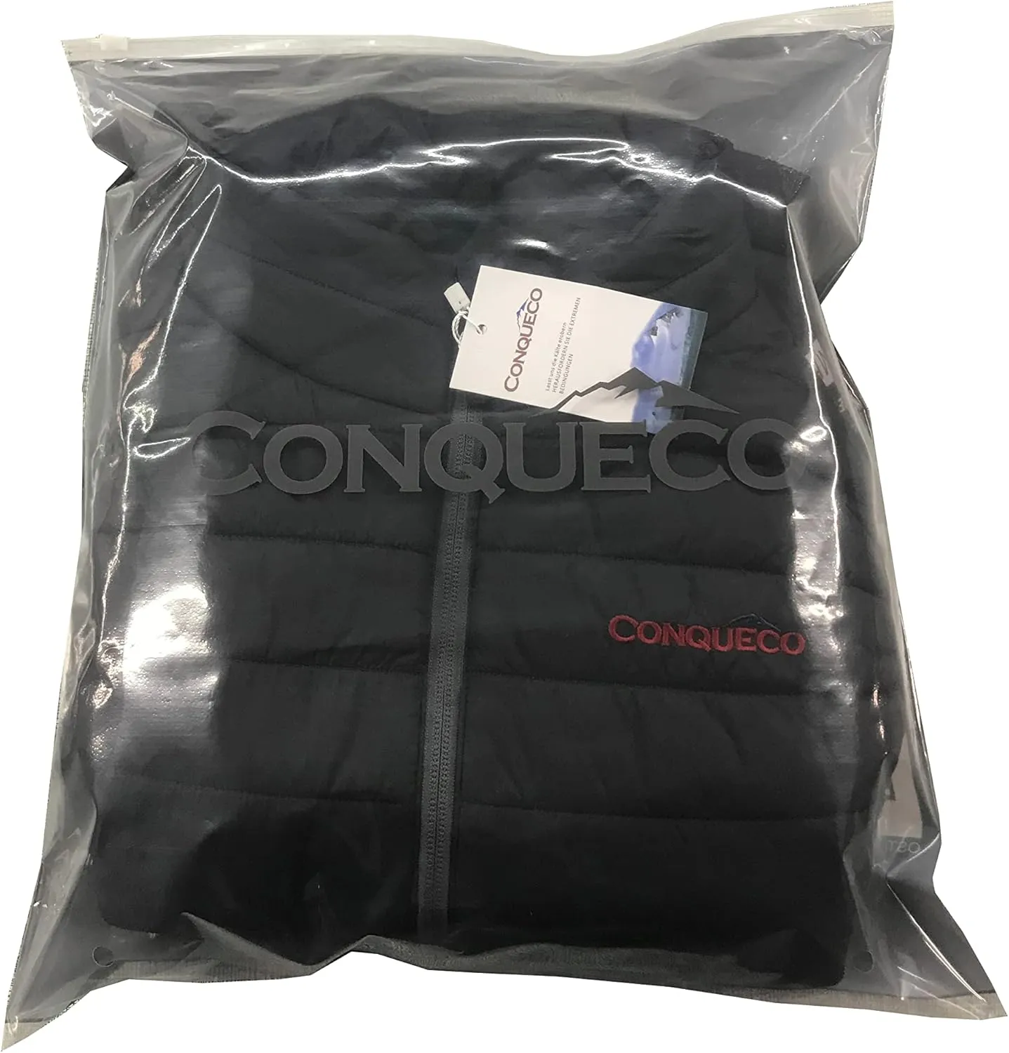 CONQUECO Men's Soft Shell Heated Jacket Waterproof Camo Hunting Hoodie Jacket with Battery Pack