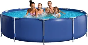 Cool Round Framed Swimming Pool 10' X 30" Round Pool Above Ground Sturdy Steel Frame Above Ground Pool Set with 530 GPH Filter Pump and Secure Pool Cover for Backyard