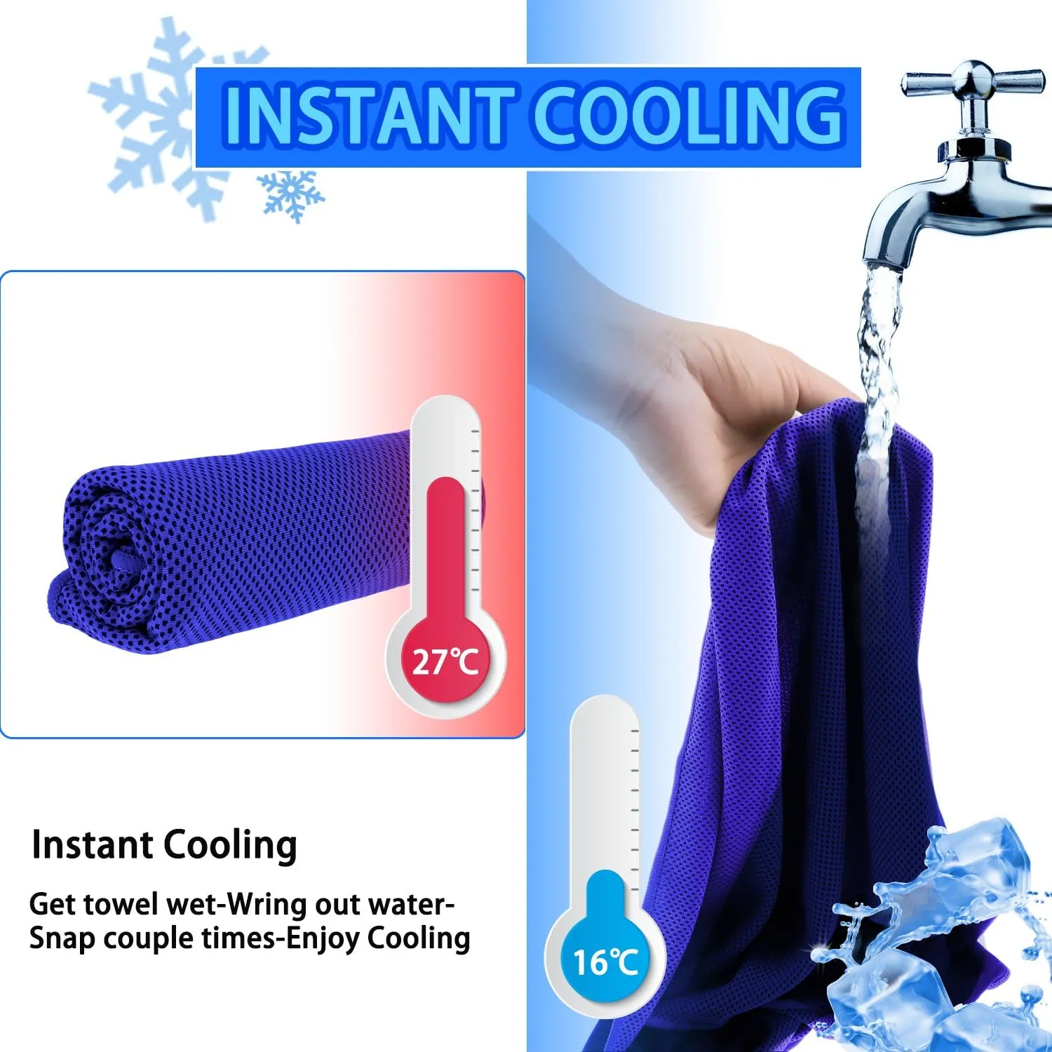 Cooling Towel 20 Pack (40"x12") Ice Towels, 160GSM Soft Breathable, Super Absorbent, Quick Cold Towel, for Bowling, Yoga, Travel, Camping, Golf, Football, Hiking, Outdoor Work