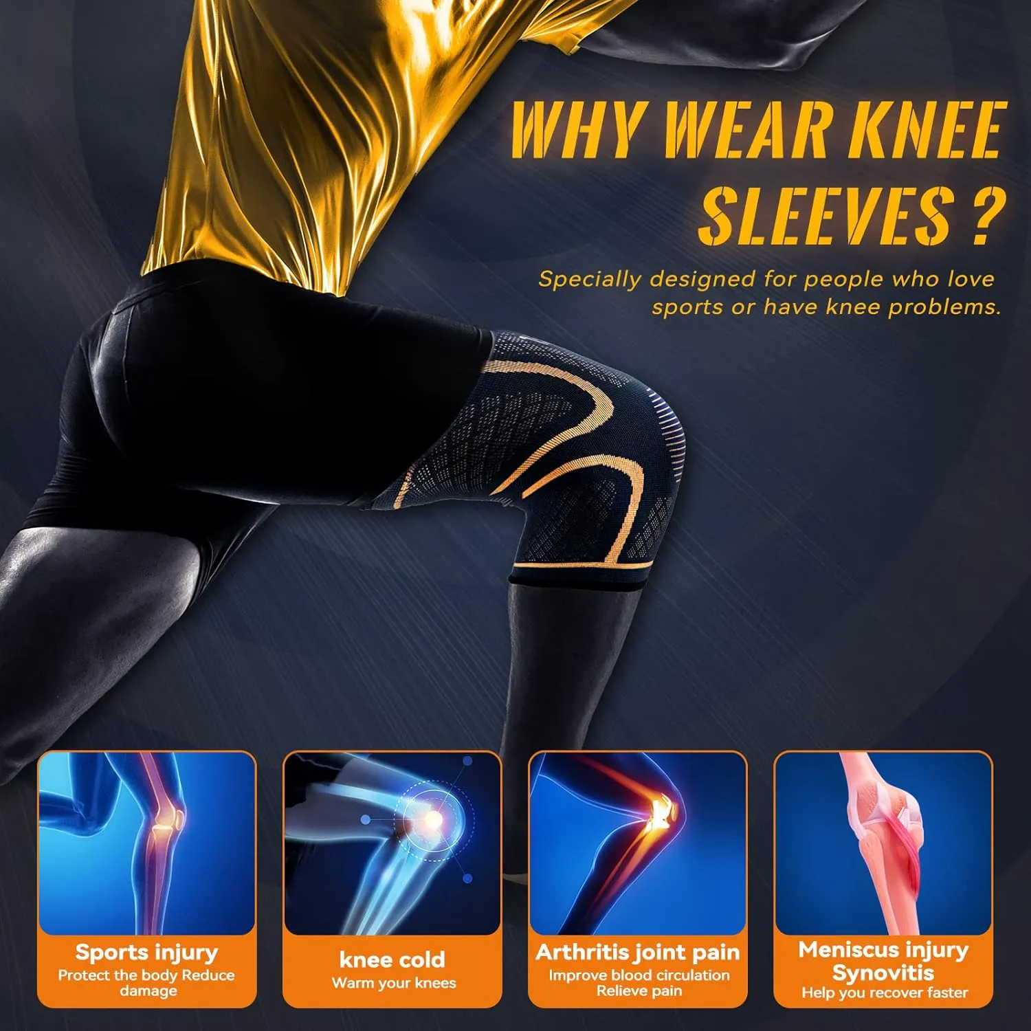 Copper Knee Braces for Men and Women (2 pack) -Knee Supports Copper Compression Knee Sleeve for Knee Pain, Arthritis, Sports and Recovery Support (X-Large)