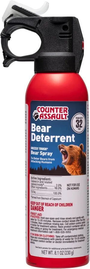 Counter Assault Bear Spray - 2% Capsaicin Bear Deterrent - Pepper Spray for Hiking, Camping, Hunting & More - 8.1 oz