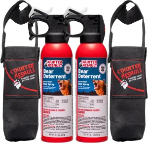 Counter Assault Bear Spray - 2% Capsaicin Bear Deterrent Spray - Bear Pepper Spray for Hiking, Camping, Hunting & More - 8.1 oz (2 Pack)