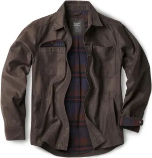 CQR Men's Flannel Lined Shirt Jackets, Long Sleeved Rugged Plaid Cotton Brushed Suede Shirt Jacket
