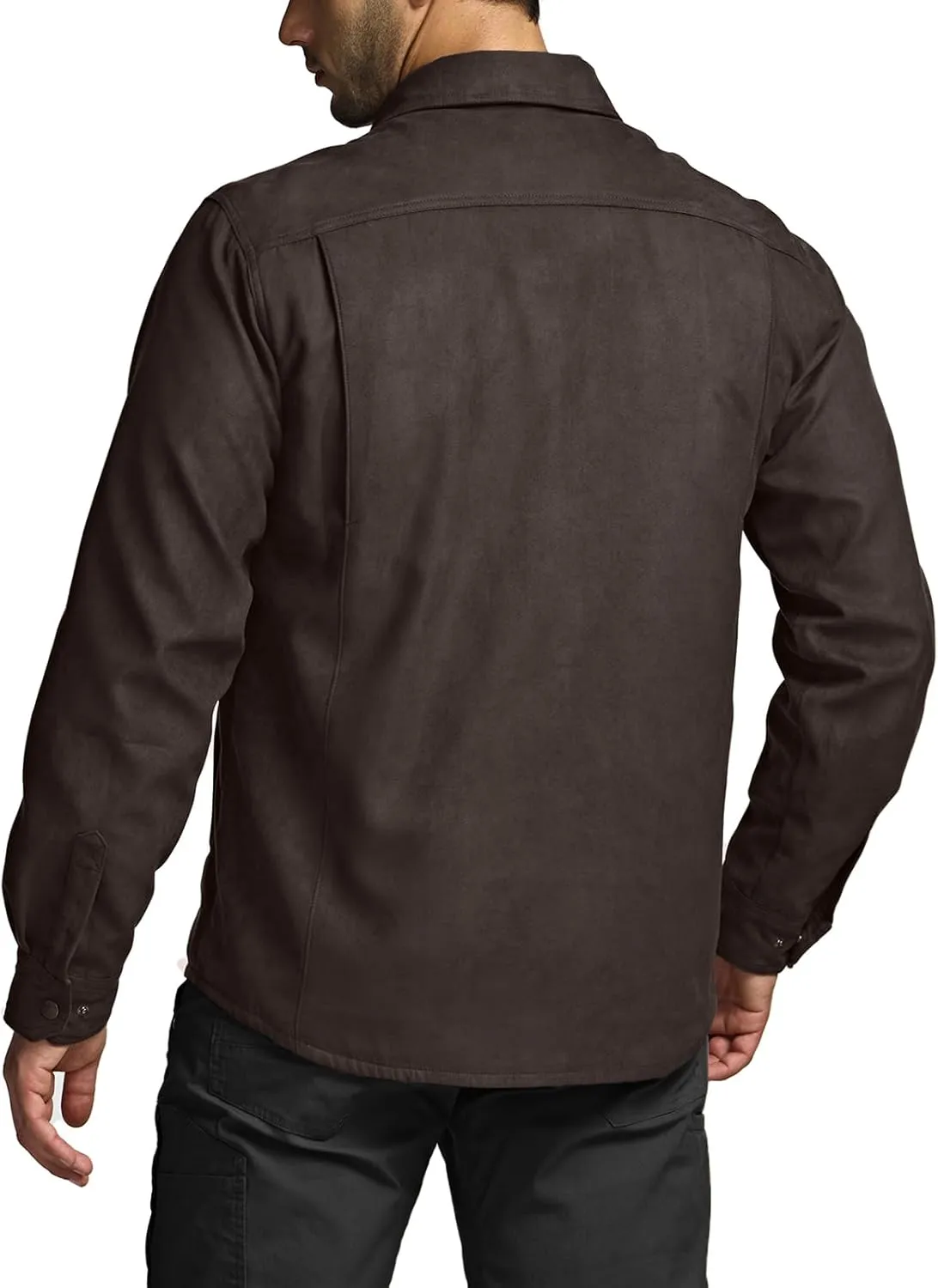 CQR Men's Flannel Lined Shirt Jackets, Long Sleeved Rugged Plaid Cotton Brushed Suede Shirt Jacket