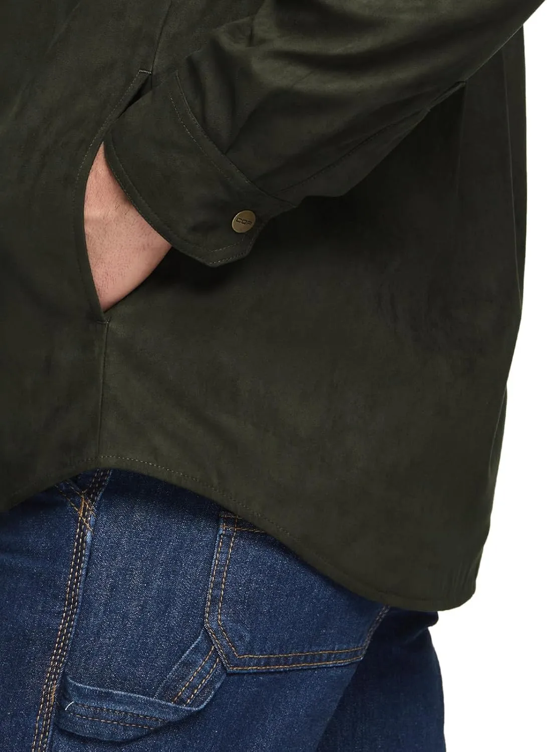CQR Men's Flannel Lined Shirt Jackets, Long Sleeved Rugged Plaid Cotton Brushed Suede Shirt Jacket