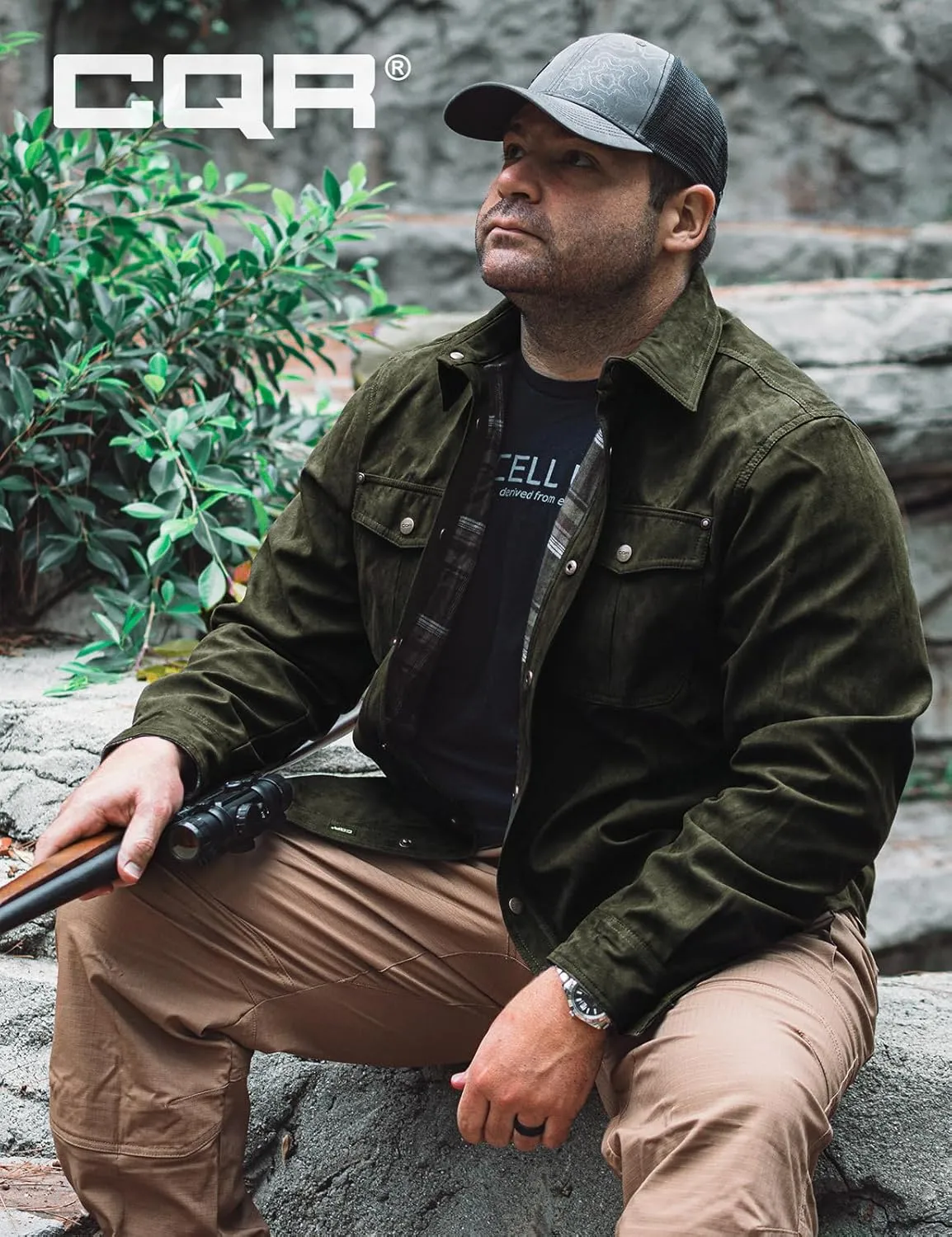 CQR Men's Flannel Lined Shirt Jackets, Long Sleeved Rugged Plaid Cotton Brushed Suede Shirt Jacket