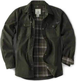 CQR Men's Flannel Lined Shirt Jackets, Long Sleeved Rugged Plaid Cotton Brushed Suede Shirt Jacket