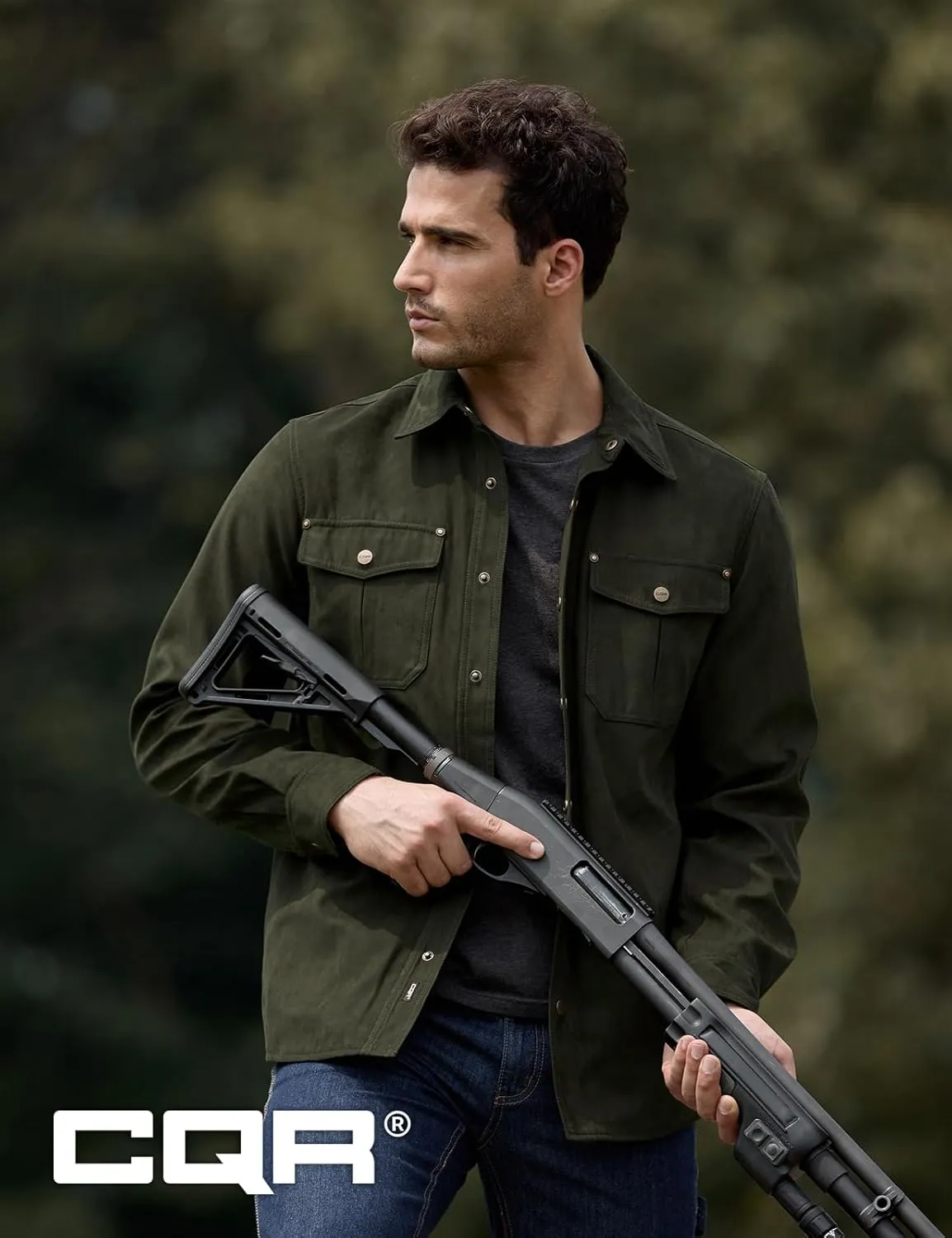 CQR Men's Flannel Lined Shirt Jackets, Long Sleeved Rugged Plaid Cotton Brushed Suede Shirt Jacket