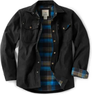 CQR Men's Flannel Lined Shirt Jackets, Long Sleeved Rugged Plaid Cotton Brushed Suede Shirt Jacket