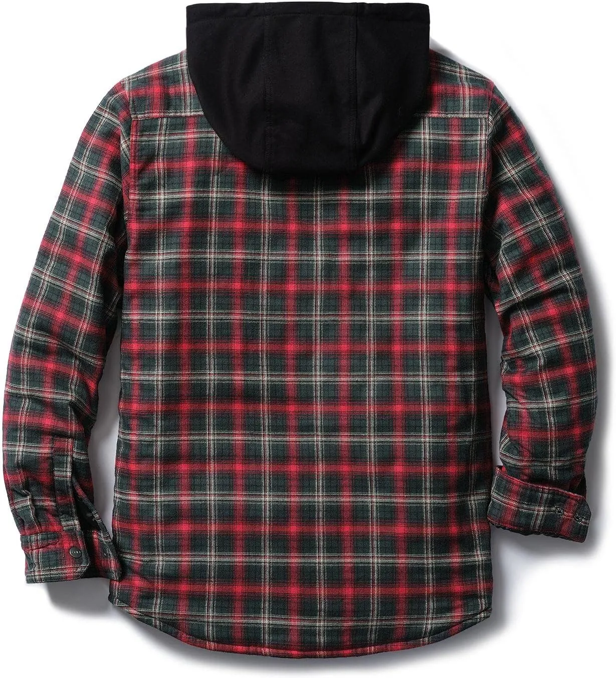 CQR Men's Quilted Lined Flannel Hooded Shirt Jacket, Soft Warm Long Sleeve Outdoor Cotton Plaid Shirt Jackets