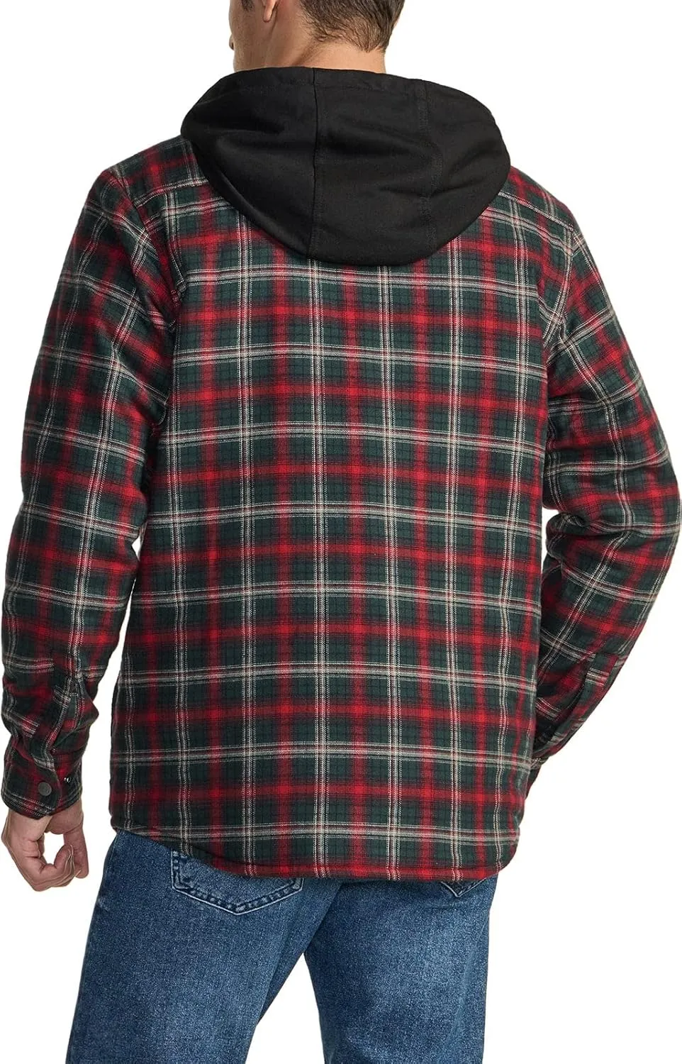 CQR Men's Quilted Lined Flannel Hooded Shirt Jacket, Soft Warm Long Sleeve Outdoor Cotton Plaid Shirt Jackets
