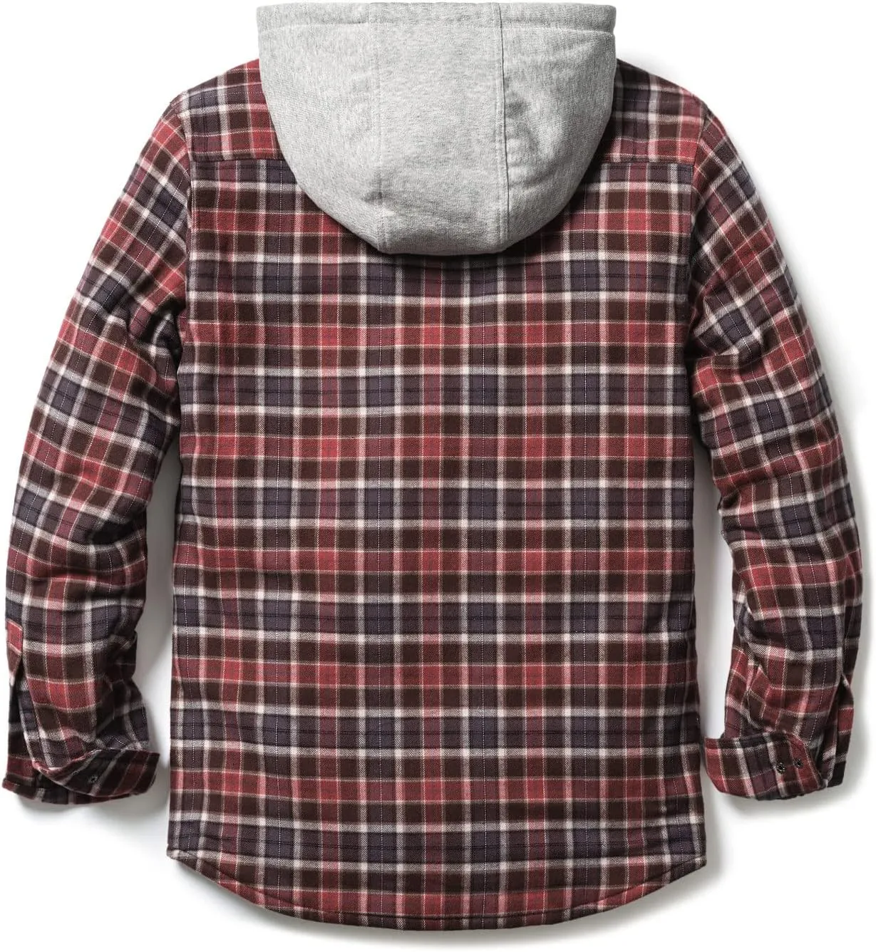 CQR Men's Quilted Lined Flannel Hooded Shirt Jacket, Soft Warm Long Sleeve Outdoor Cotton Plaid Shirt Jackets